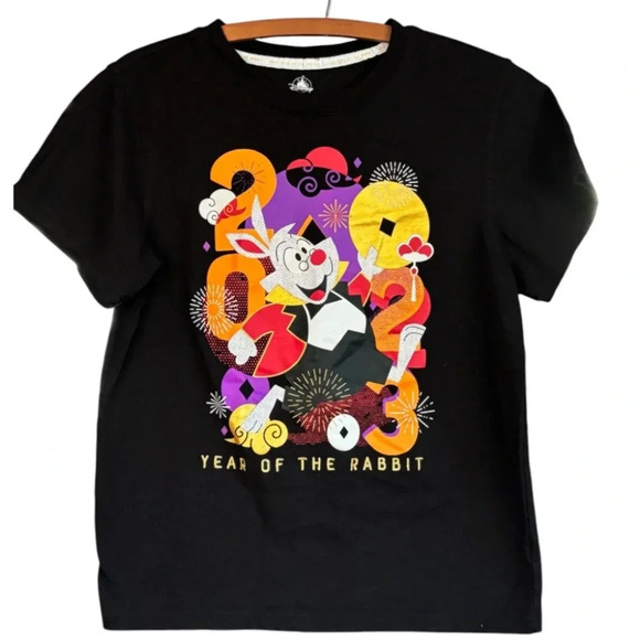 Authentic Walt Disney White Rabbit Year of the Rabbit Tee Kids Size XL Gold - Picture 1 of 3